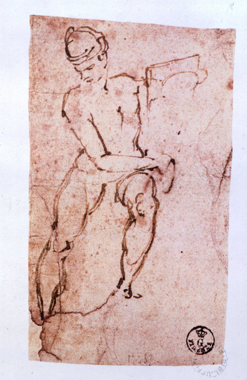 Sixtinische Kapelle Decke (1508-12): Skizze eines Apostels von Michelangelo Buonarroti