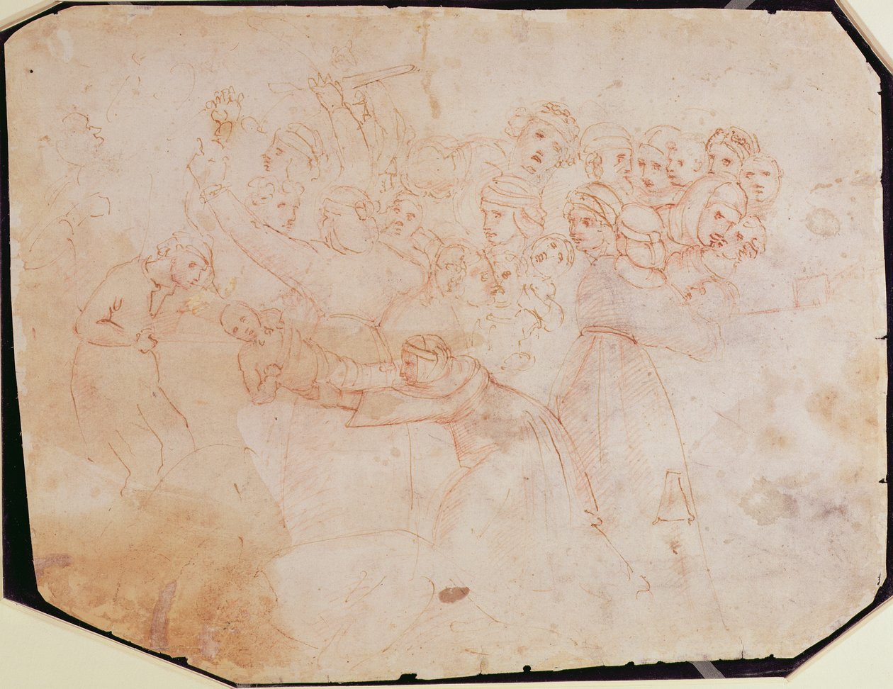 Studie für das Massaker der Unschuldigen (braune Tinte auf Papier) (recto) von Michelangelo Buonarroti
