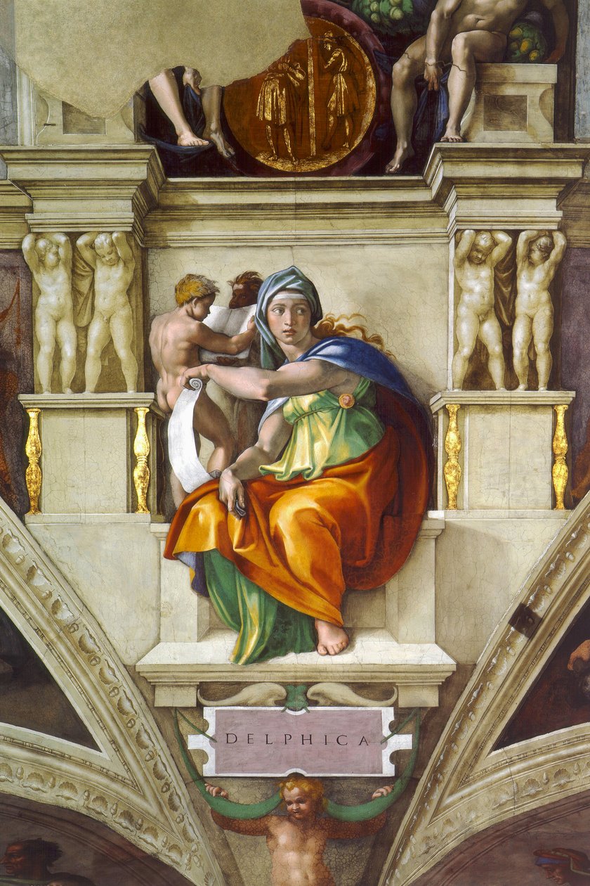 Die delphische Sibylle, Sixtinische Kapelle, Vatikan, 1508-1512 von Michelangelo Buonarroti