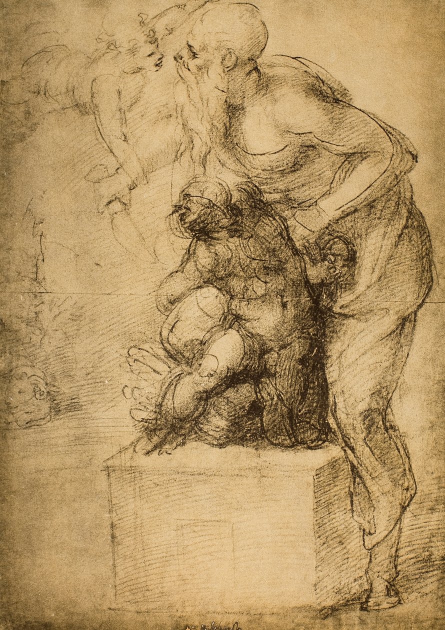 Das Opfer Isaaks; Zeichnung von Michelangelo. Casa Buonarroti, Florenz von Michelangelo Buonarroti