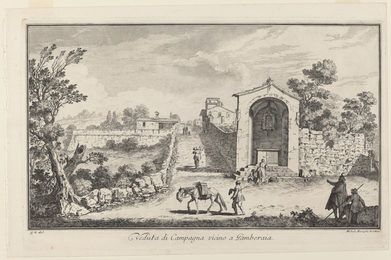 Veduta di Campagna vicino a Gamberaia von Michele Marieschi after Giuseppe Zocchi