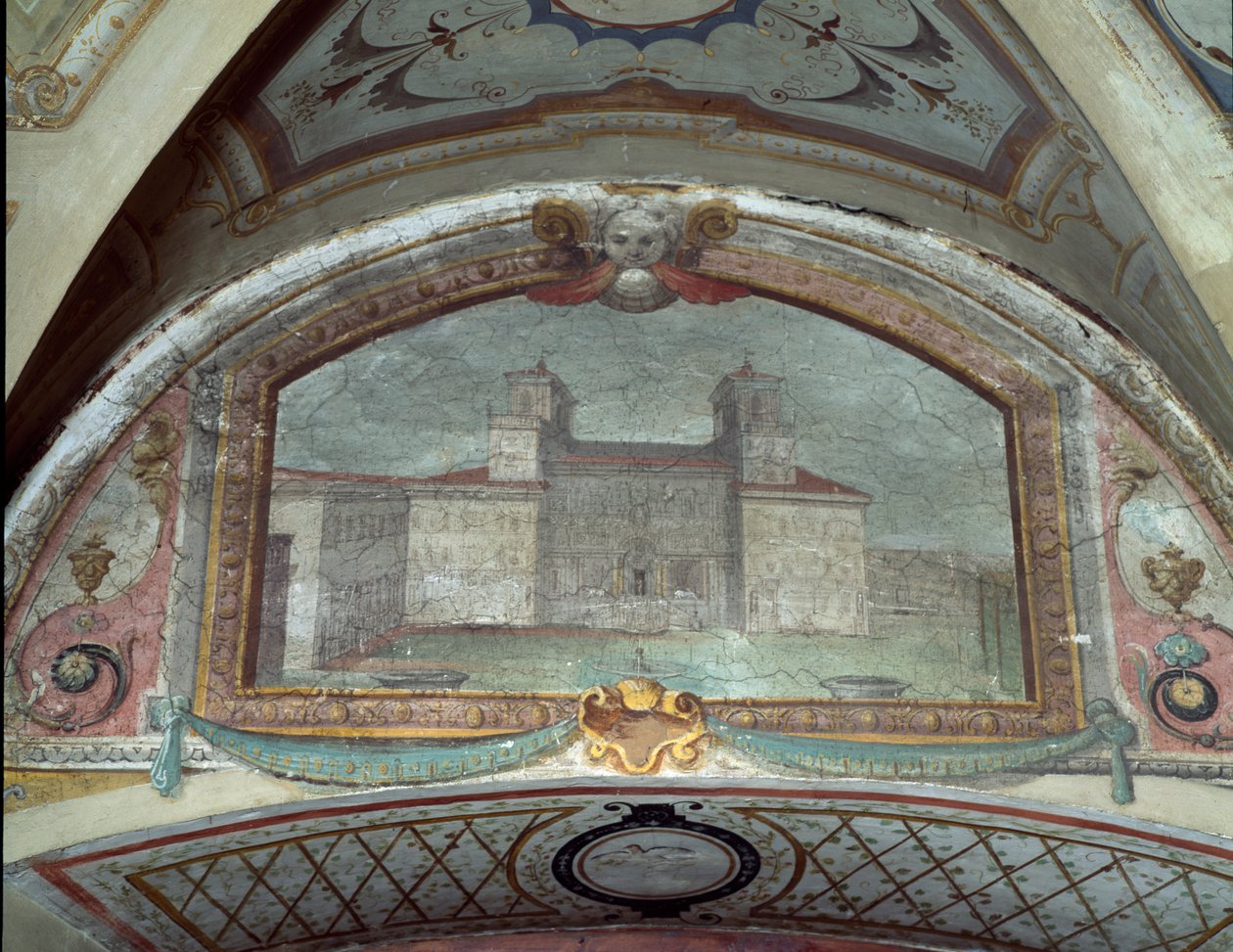Detail einer Decke, Villa Medicea di Careggi (Fresko) von Michelozzo di Bartolommeo
