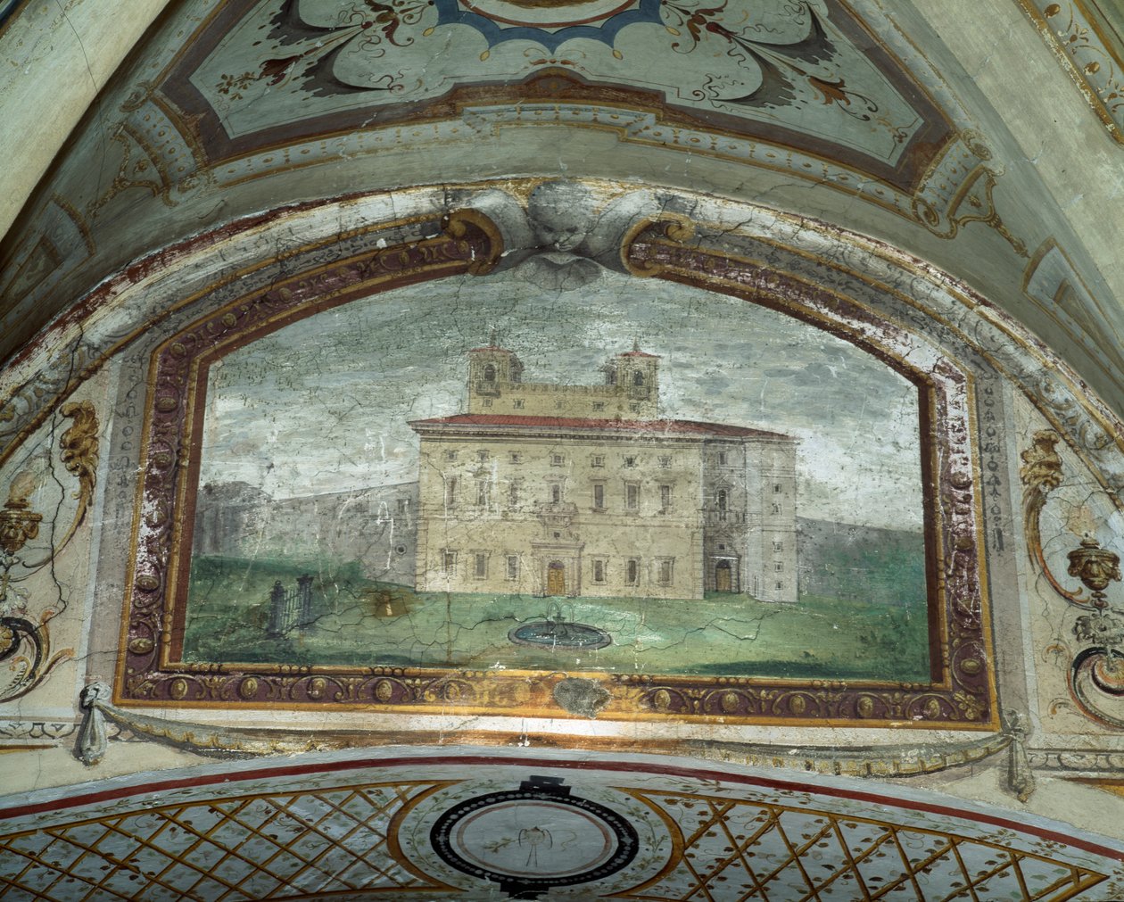 Detail eines Freskos, Villa Medicea di Careggi (Fresko) von Michelozzo di Bartolommeo