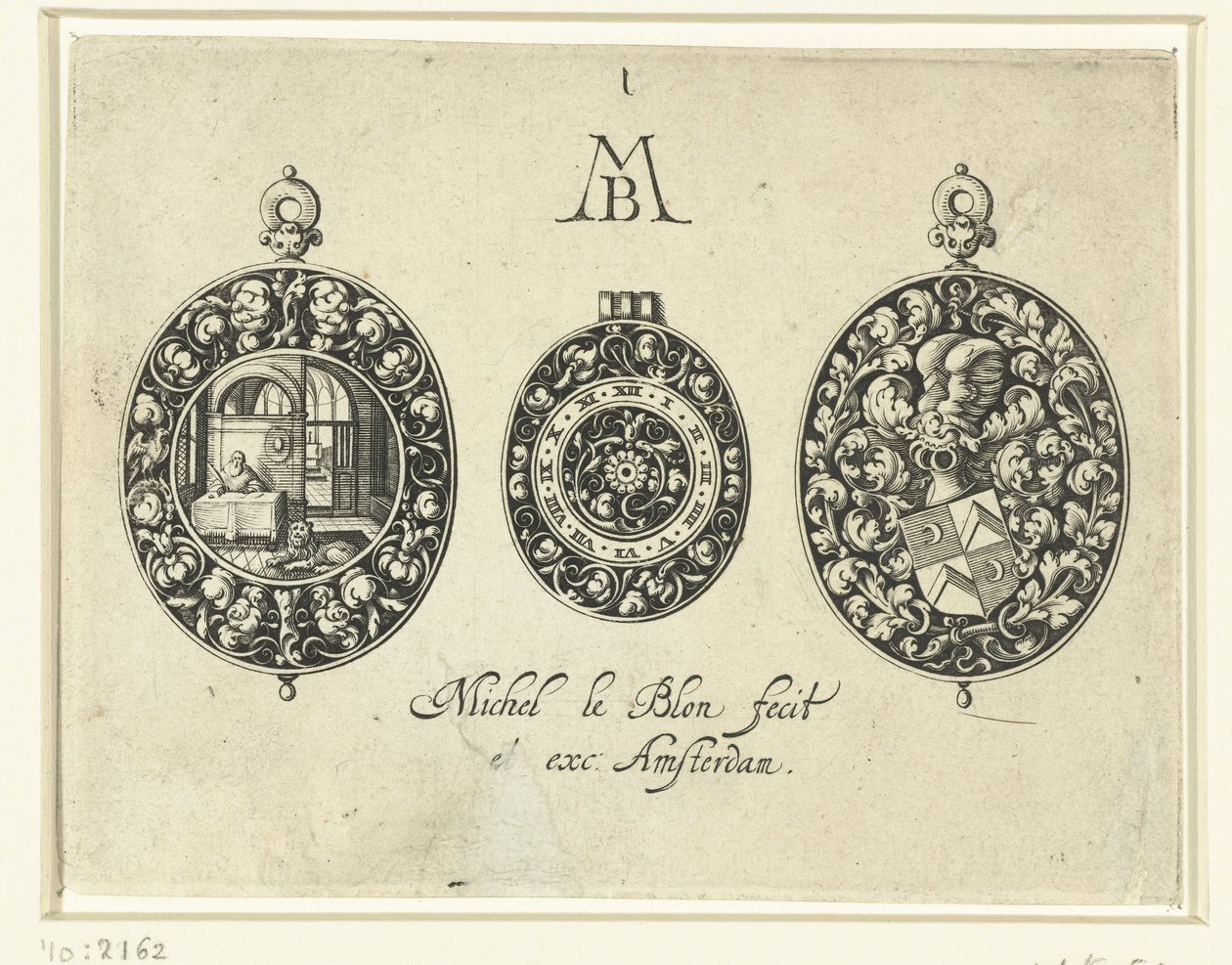 Zwei Uhrengehäuse und ein Zifferblatt, ca. 1620-26 von Michiel Le Blon