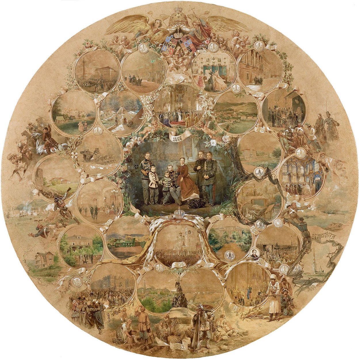 Komposition zur Feier der Silberhochzeit von Kaiser Alexander II., 1866 von Mihaly von Zichy