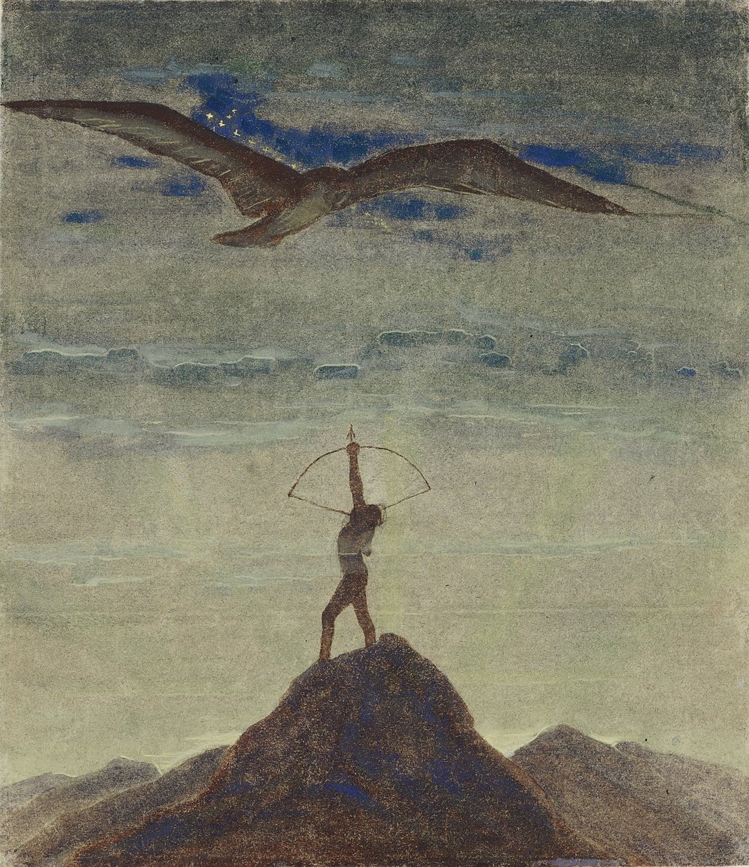 Das Zeichen des Schützen (aus dem Zyklus "Zodiac") von Ciurlionis, Mikalojus Konstantinas (1875-1911). Tempera auf Papier, Größe: 35,3x30,1 von Mikalojus Konstantinas Čiurlionis