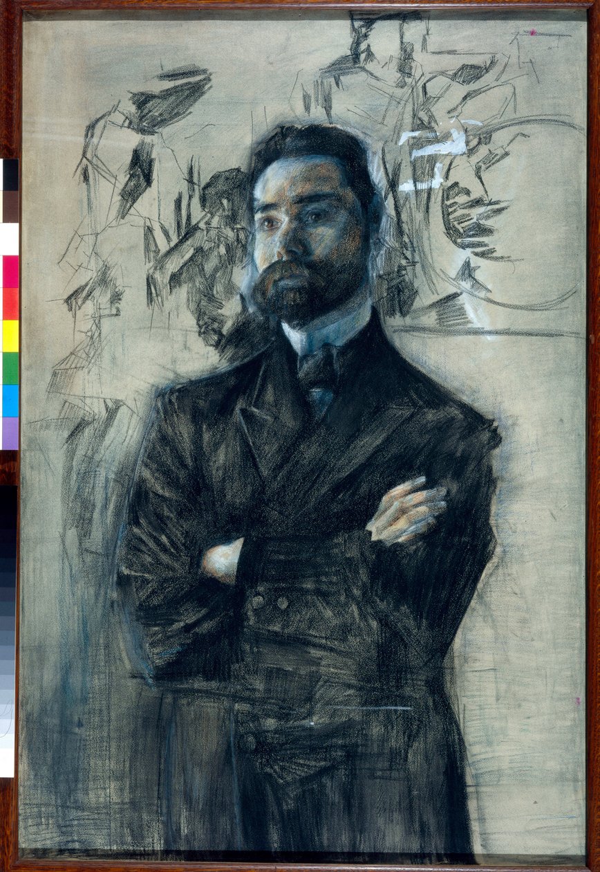 Porträt des Dichters Valeri Iakovlevitch Brioussov (1873-1924) von Mikhail Aleksandrovich Vrubel
