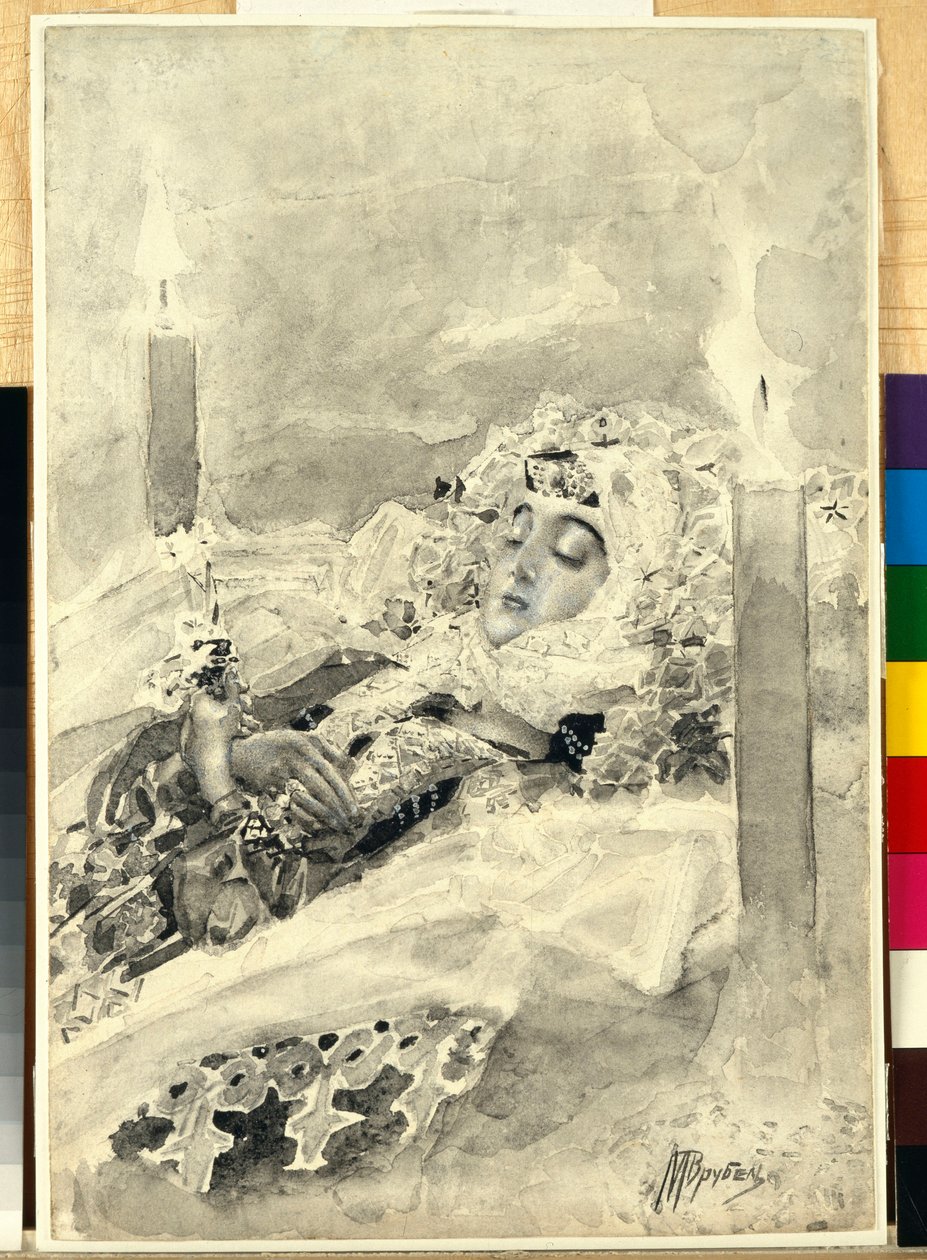 Tamara im Sarg von Mikhail Aleksandrovich Vrubel