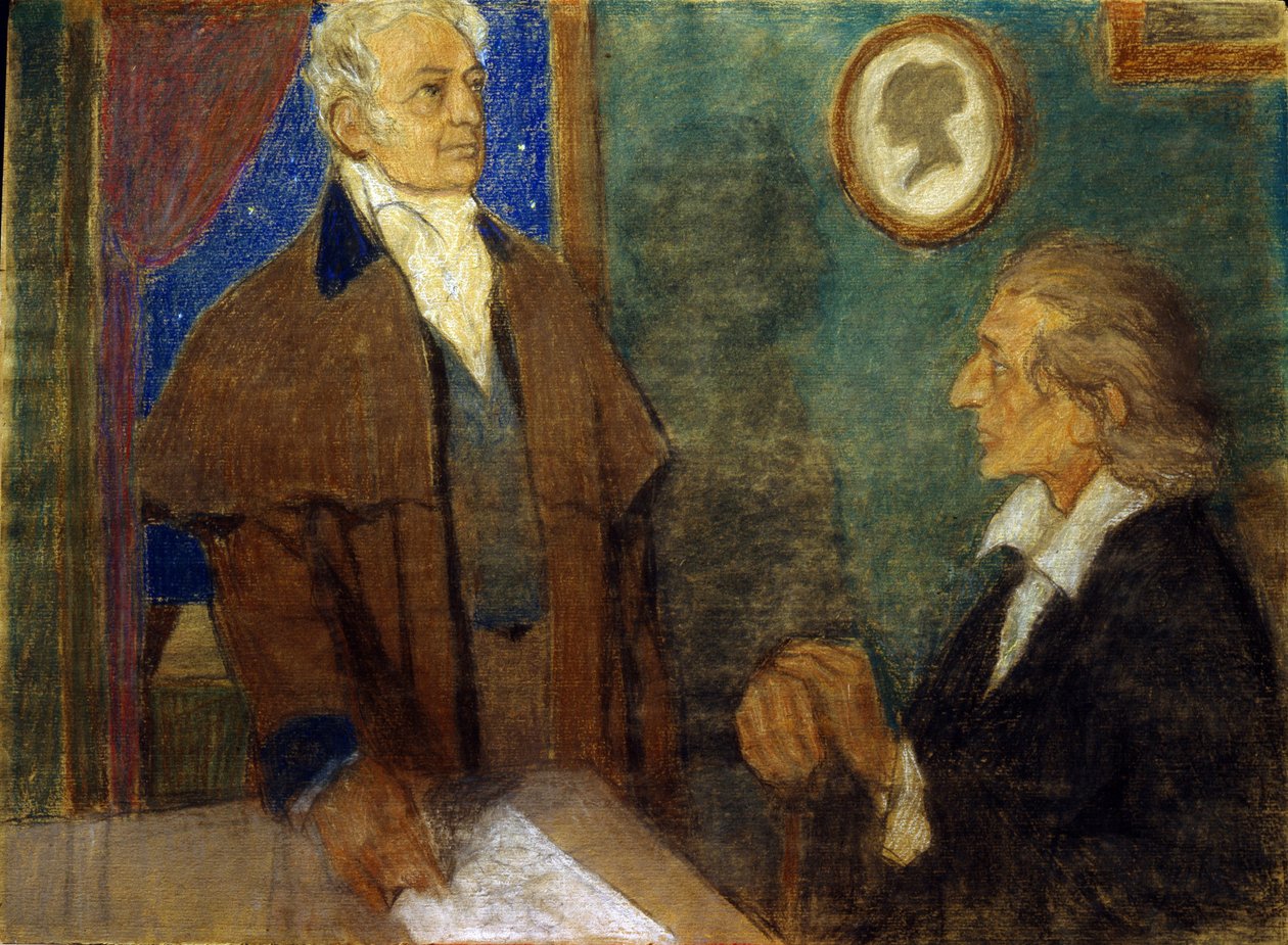 J. W. von Goethe und F. Schiller in Weimar von Mikhail Dmitrievich Ezuchevsky