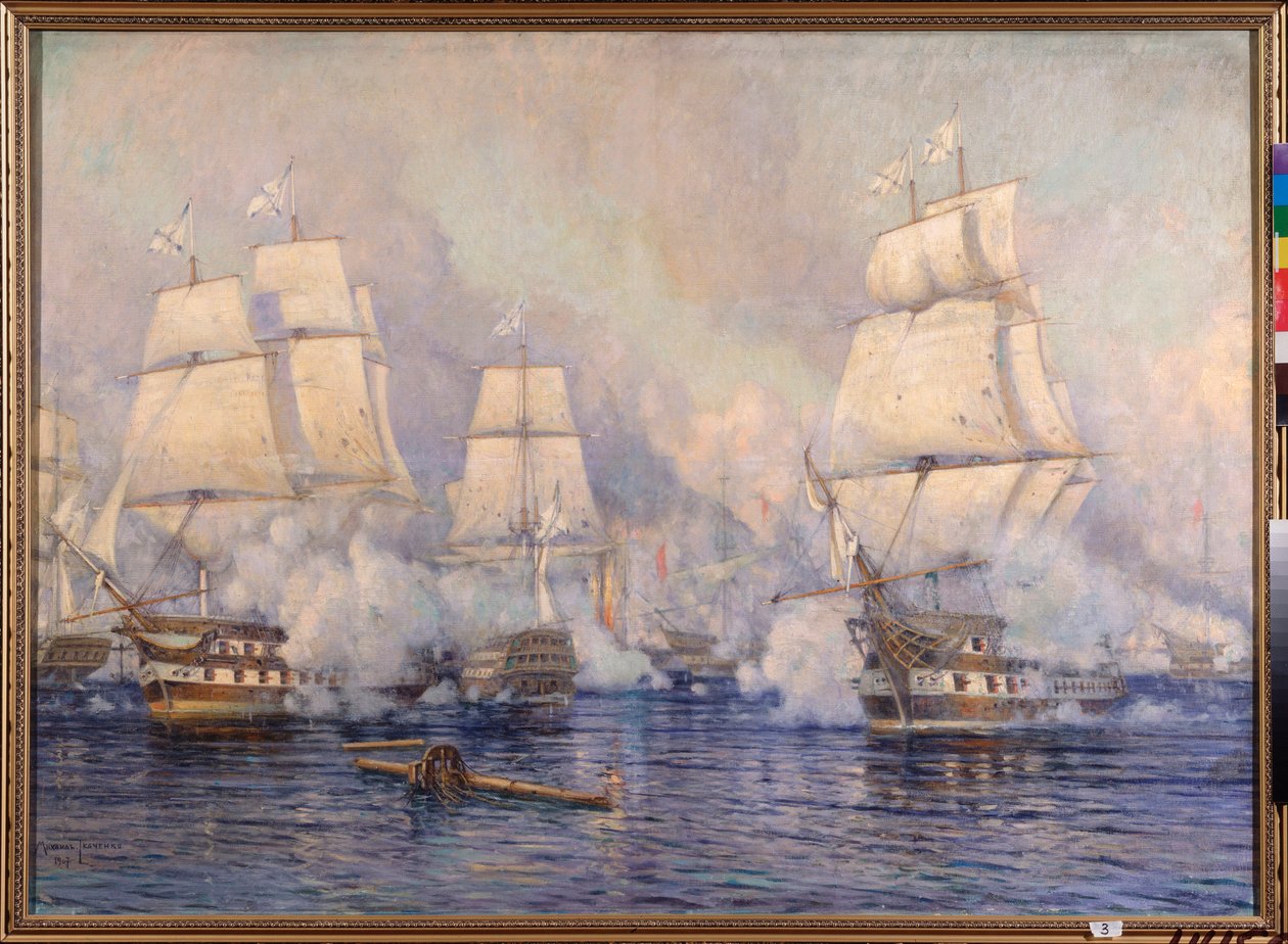 Die Seeschlacht von Navarino am 20. Oktober 1827 von Mikhail Stepanovich Tkatchenko