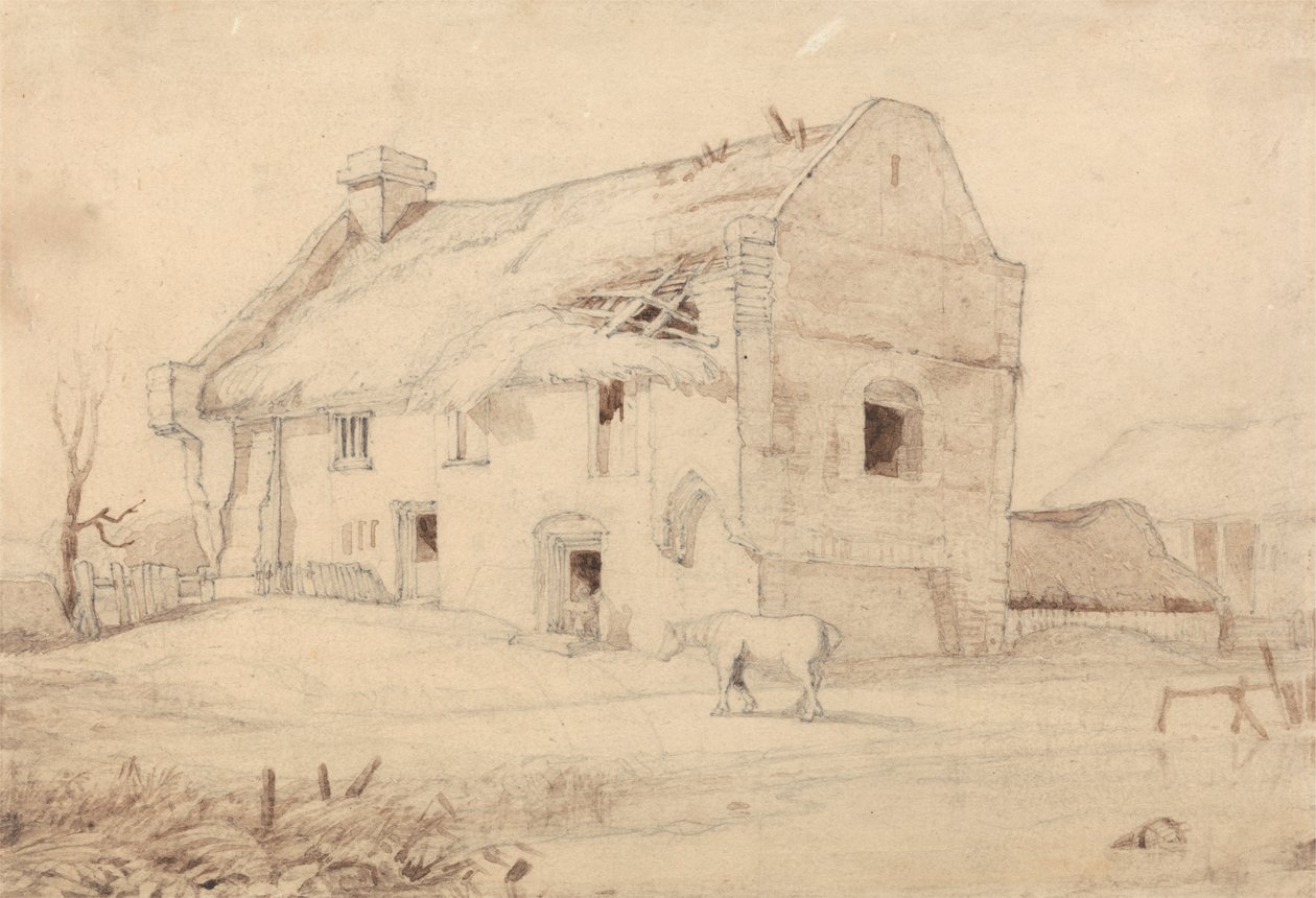 Cottage mit weidenden Pferden von Miles Edmund Cotman