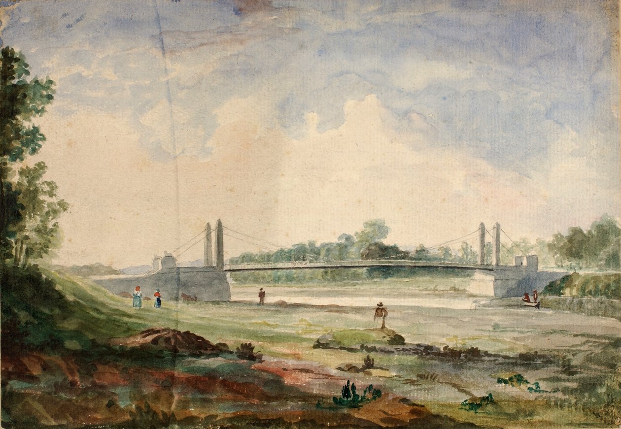Hängebrücke über den Arno, nahe den Cascine, Florenz von Miner Kilbourne Kellogg