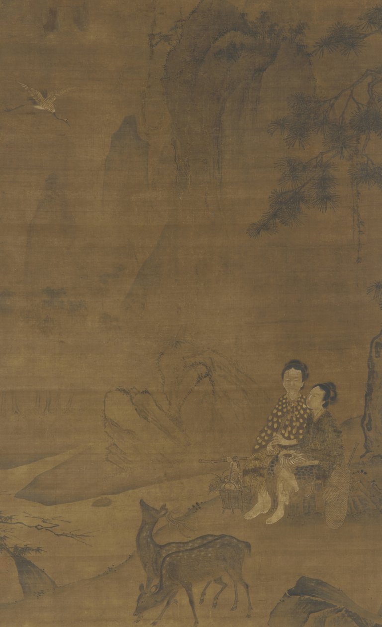 Weibliche Unsterbliche sammeln Kräuter von Ming Dynasty Chinese School