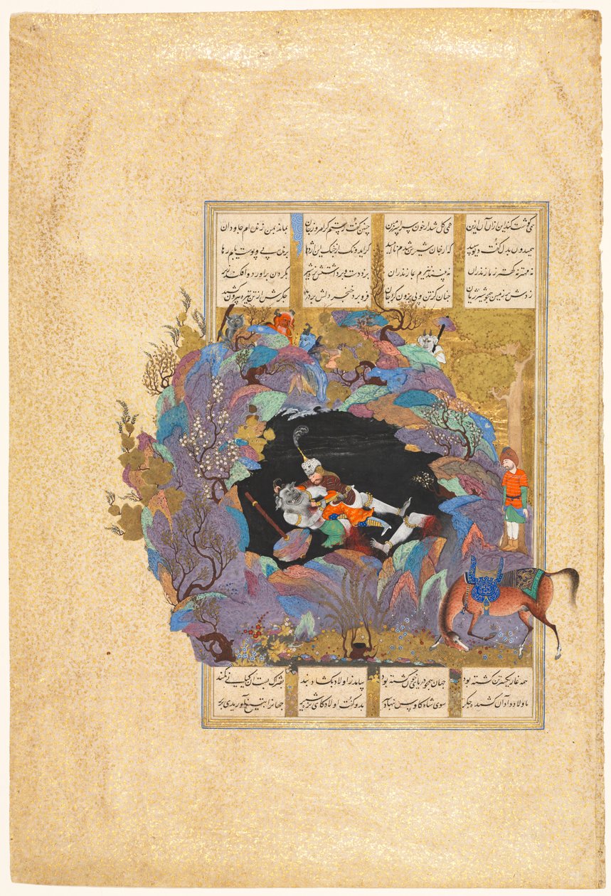 Rustams siebter Kurs: Er tötet den Weißen Div, Folio 124Persisch, ca. 934-1020 von Mir Musavvir
