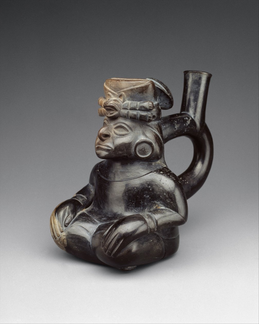 Sitzende Figurenflasche, 2.-5. Jahrhundert von Moche Moche