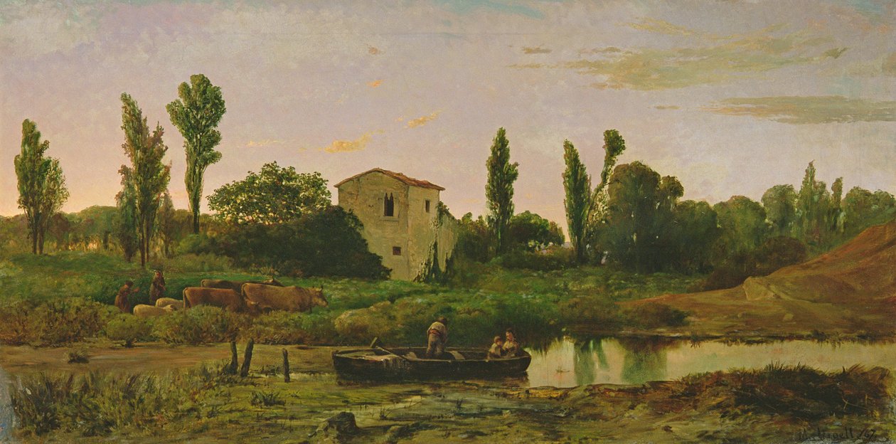 Landschaft mit Boot, 1867 von Modest Urgell