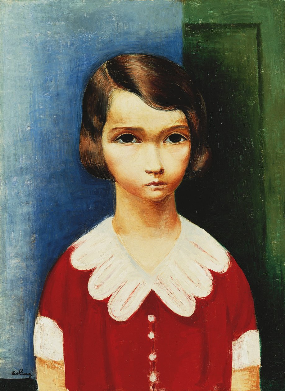 Mädchen in einem roten Hemd von Moise Kisling