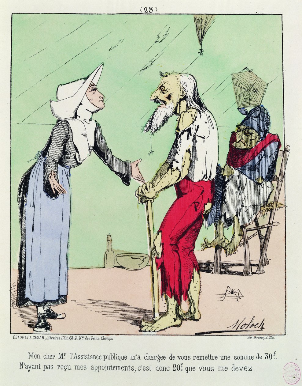 Karikatur, die die Assistance Publique während der Kommune kritisiert, 1871 von Moloch
