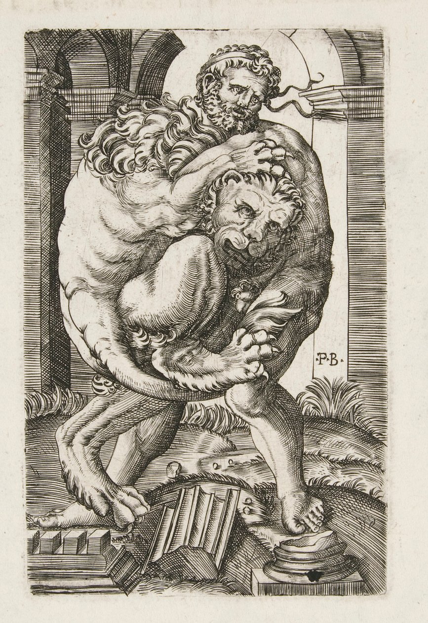 Herkules und der nemeische Löwe von Monogrammist B