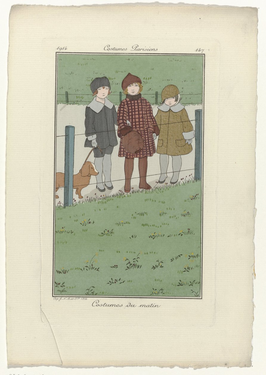 Journal des Dames et des Modes, Costumes Parisiens, 1914, Nr. 147: Morgenkostüme von Monogrammist MFN