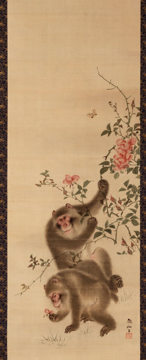 Affen und Rosen von Mori Sosen