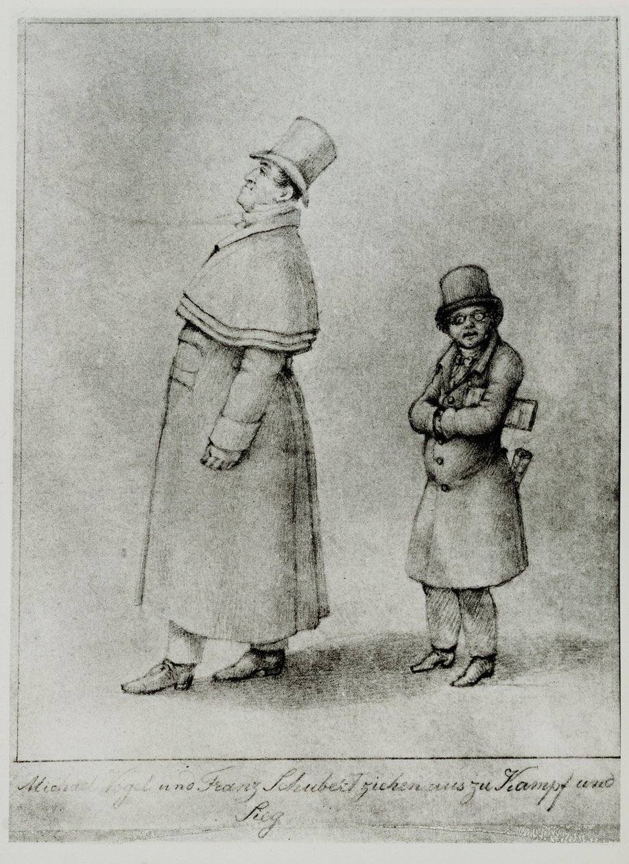 Johann Michael Vogl und Franz Schubert marschieren in die Schlacht und zum Sieg von Moritz Ludwig von Schwind