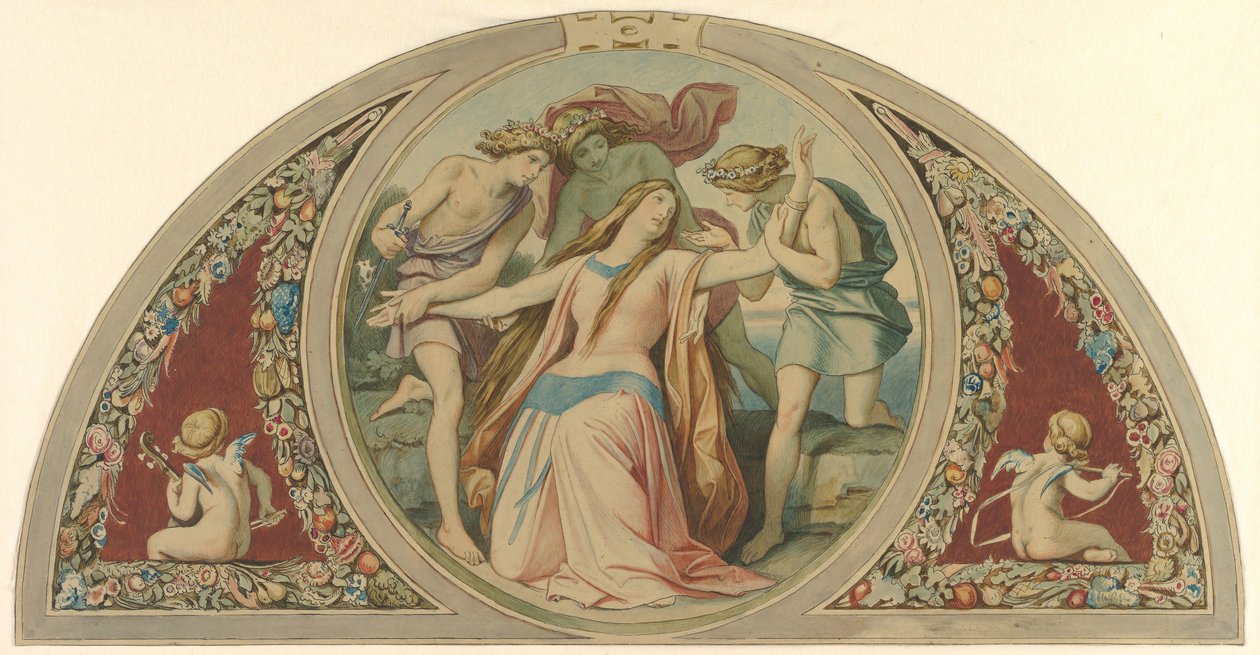 Drei Jungen retten die verzweifelte Pamina vor dem Selbstmord, 1864 von Moritz Ludwig von Schwind