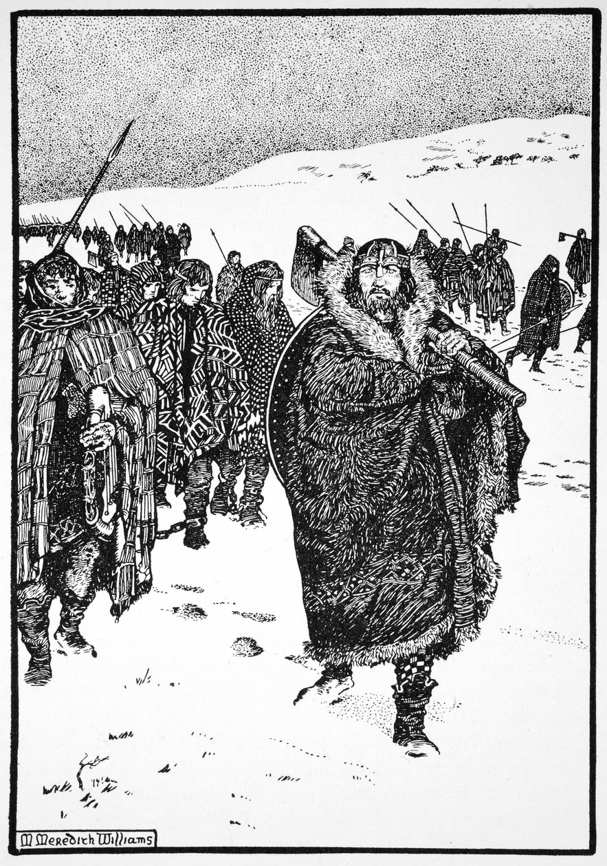 Murtough auf seiner Reise mit dem König von Munster in Fesseln von Morris Meredith Williams