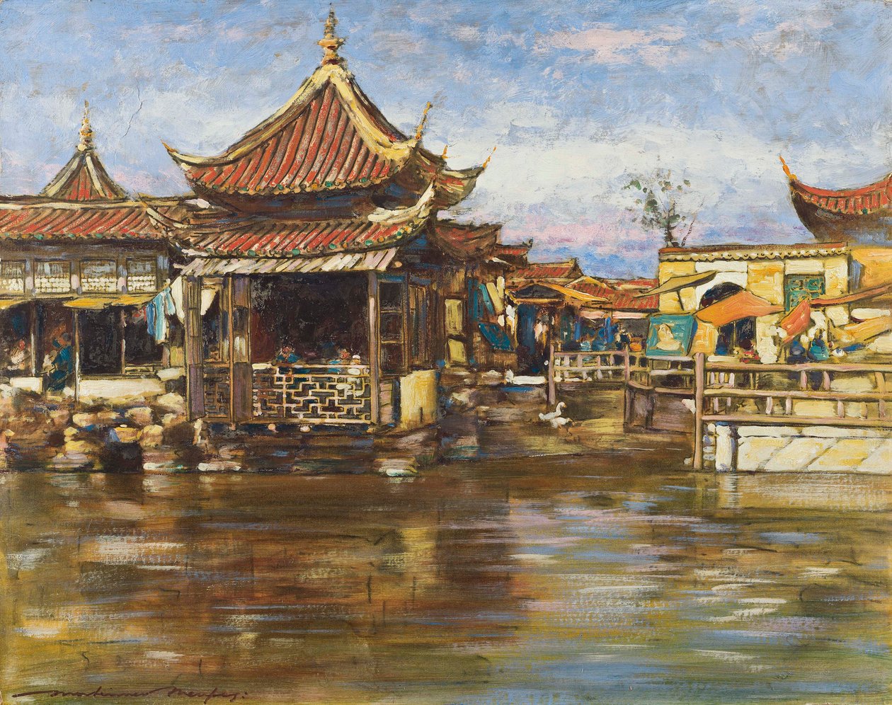 Ein Teehaus, Shanghai, um 1909 von Mortimer Ludington Menpes