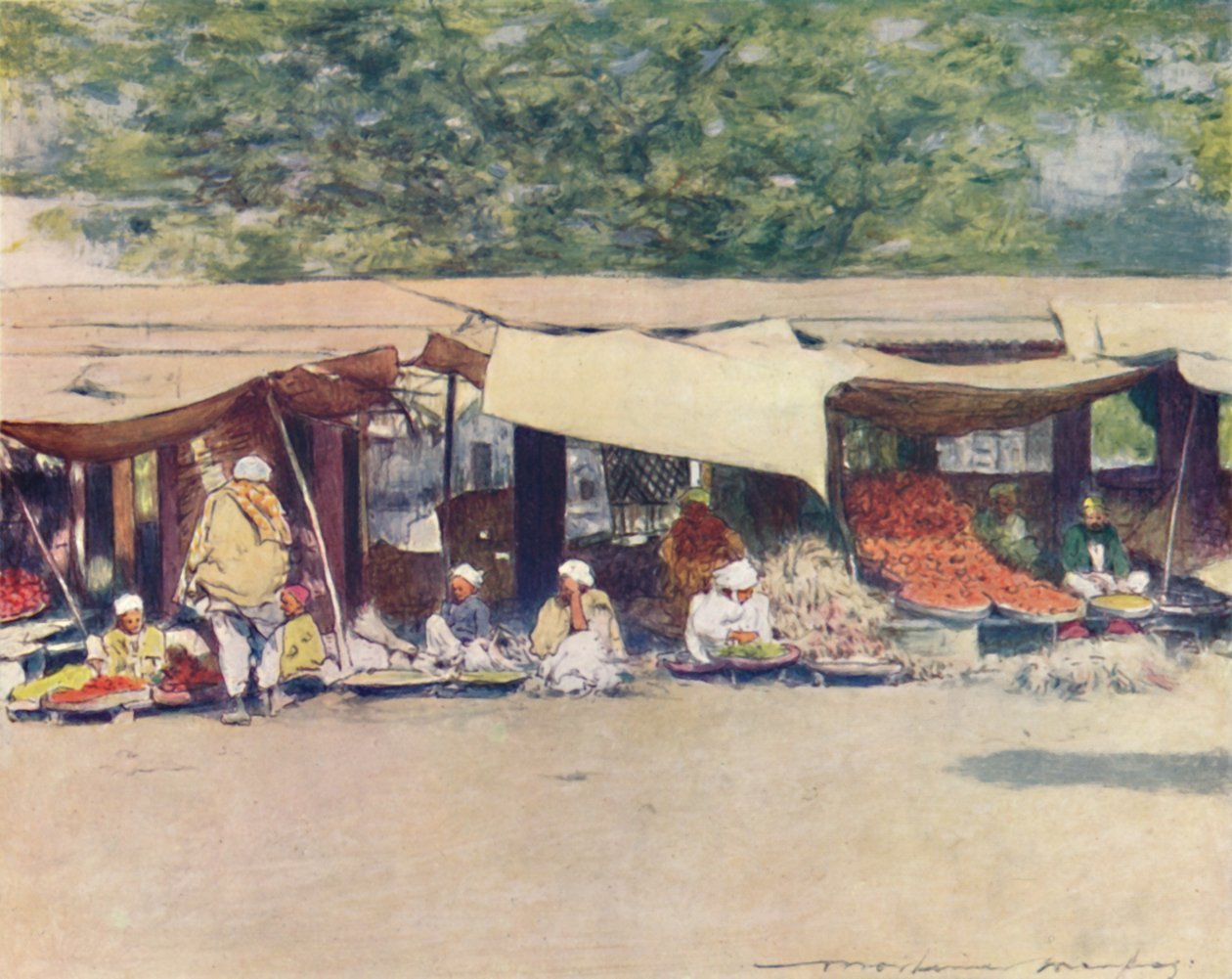 Markttag in Peschawar, 1905 von Mortimer Ludington Menpes