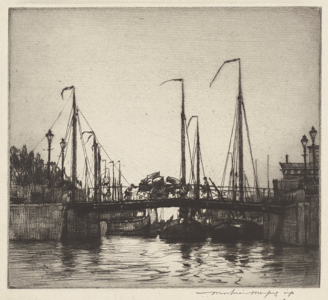Brücke, Rotterdam (Chioggia: Fischerboote) von Mortimer Menpes
