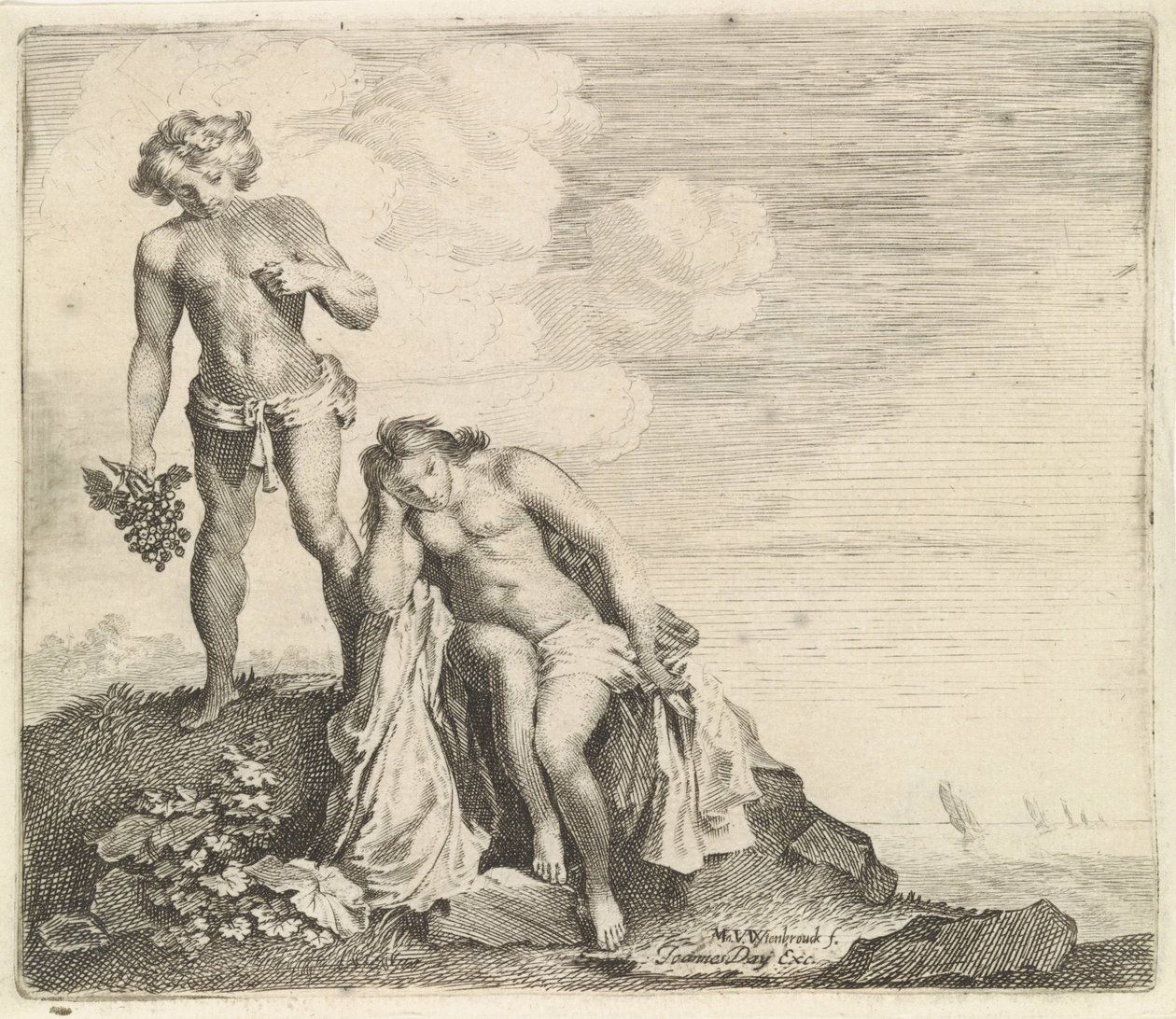 Bacchus findet Ariadne auf Naxos von Moyses van Wtenbrouck