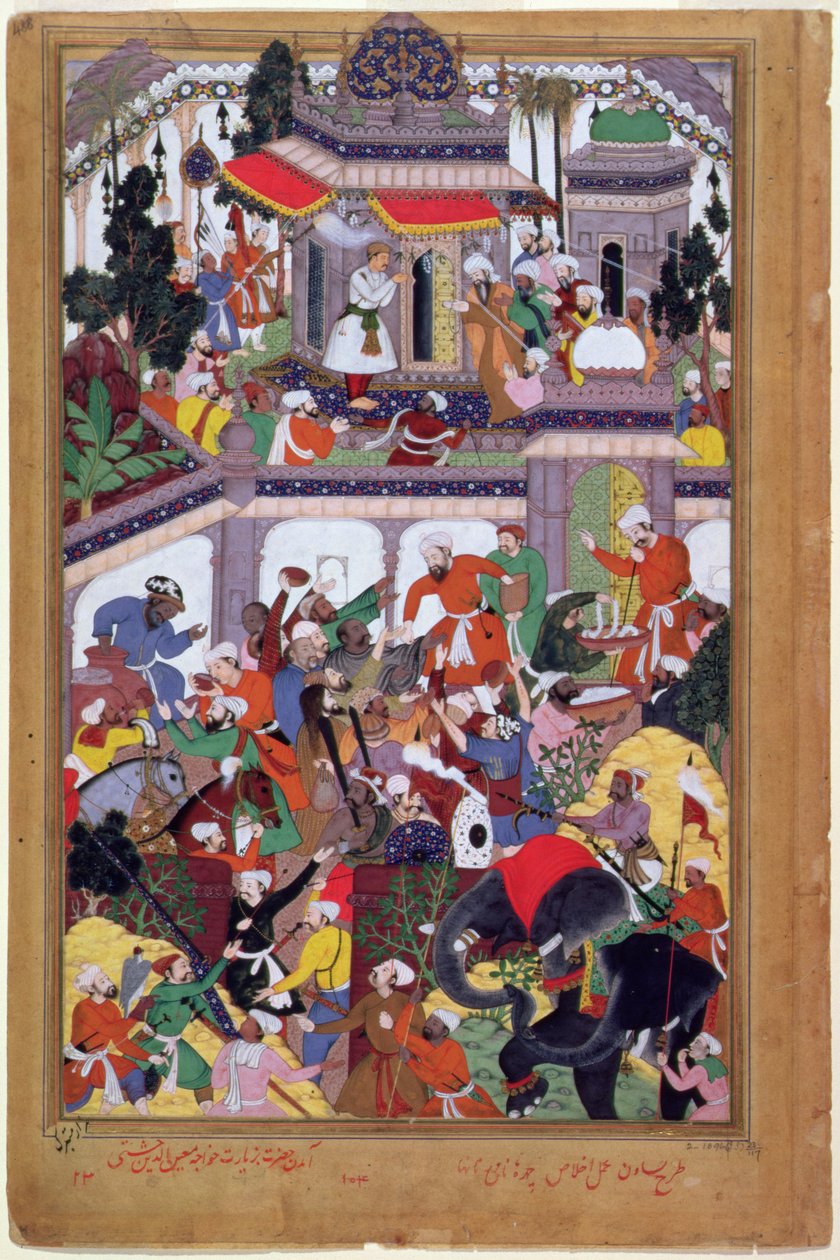 Kaiser Akbar (r. 1556-1605) besucht das Heiligtum von Mu