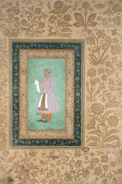 Porträt von Murtaza Khan mit einer Schriftrolle, ca. 1610 von Mughal School