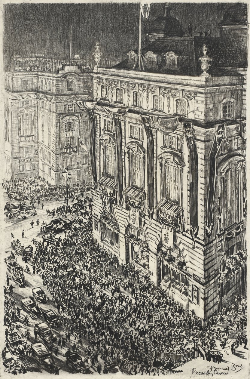 Piccadilly Circus, Vorabend der Krönung von George VI von Muirhead Bone