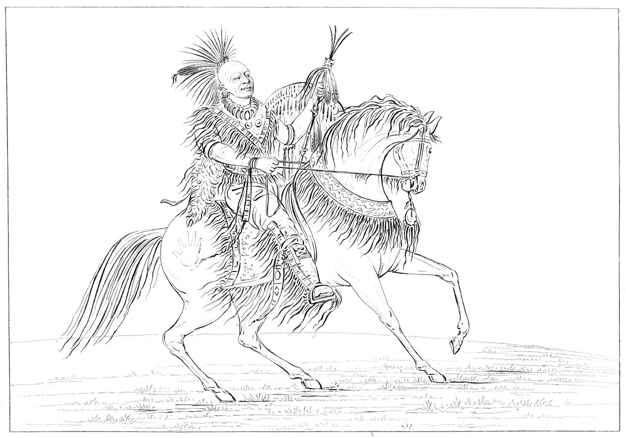 Keokuk zu Pferd, Rock Island, Oberer Mississippi, 1841 von Myers and Co