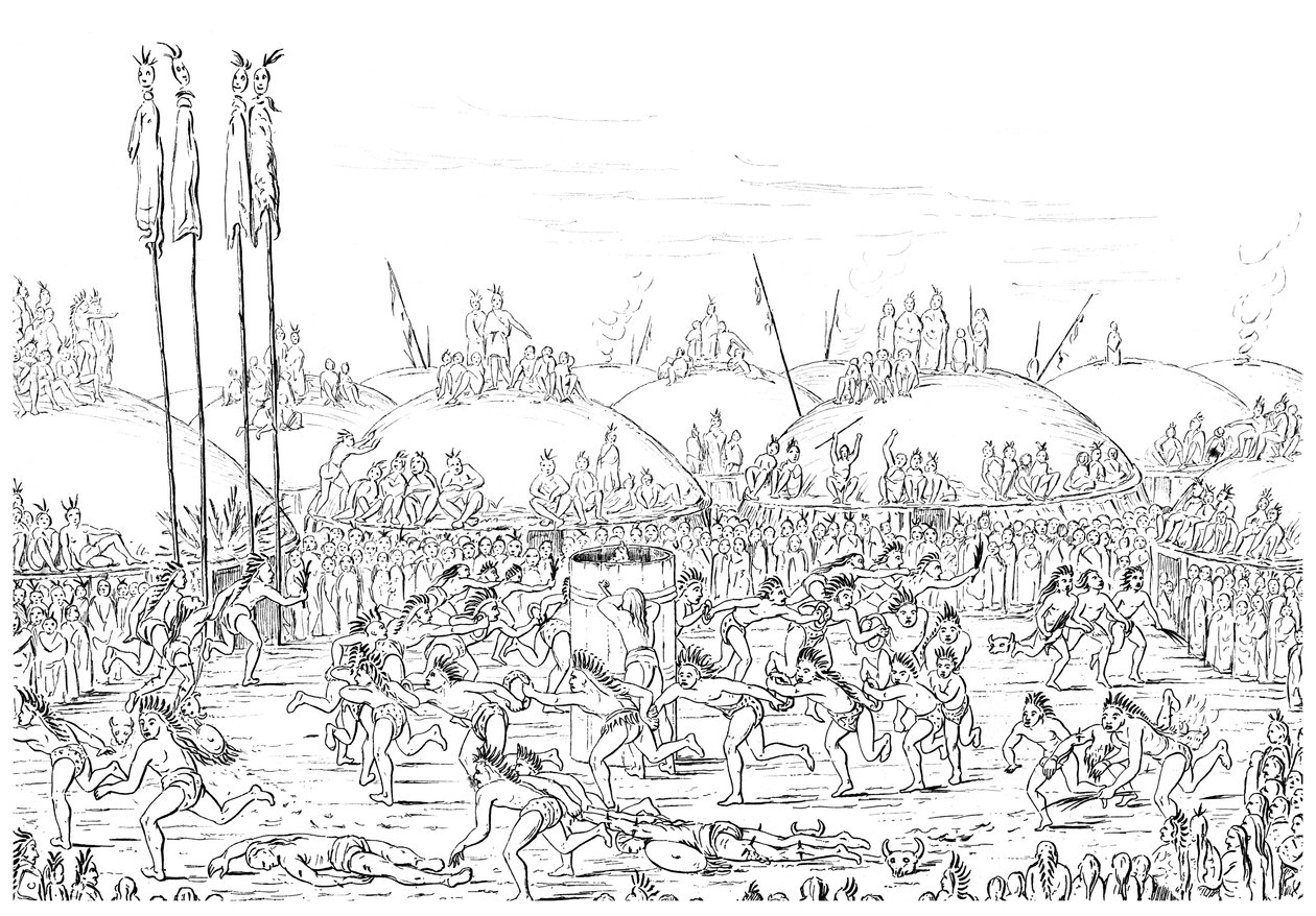 Religiöse Zeremonie, Mandan-Dorf von Myers and Co
