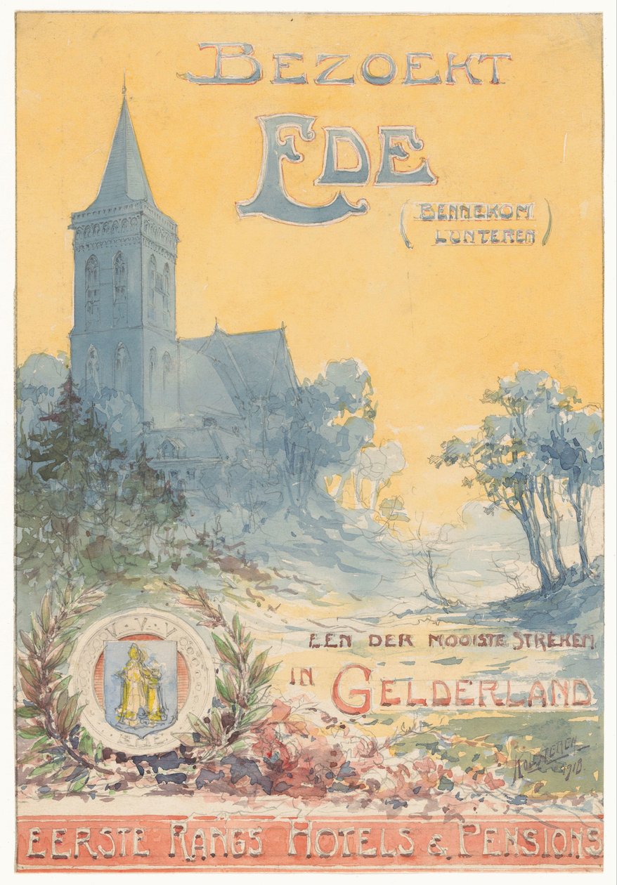 Besuchen Sie Ede, eine der schönsten Gegenden in Gelderland (Originaltitel auf dem Objekt) von N.M. Kolsteren (signed by artist)