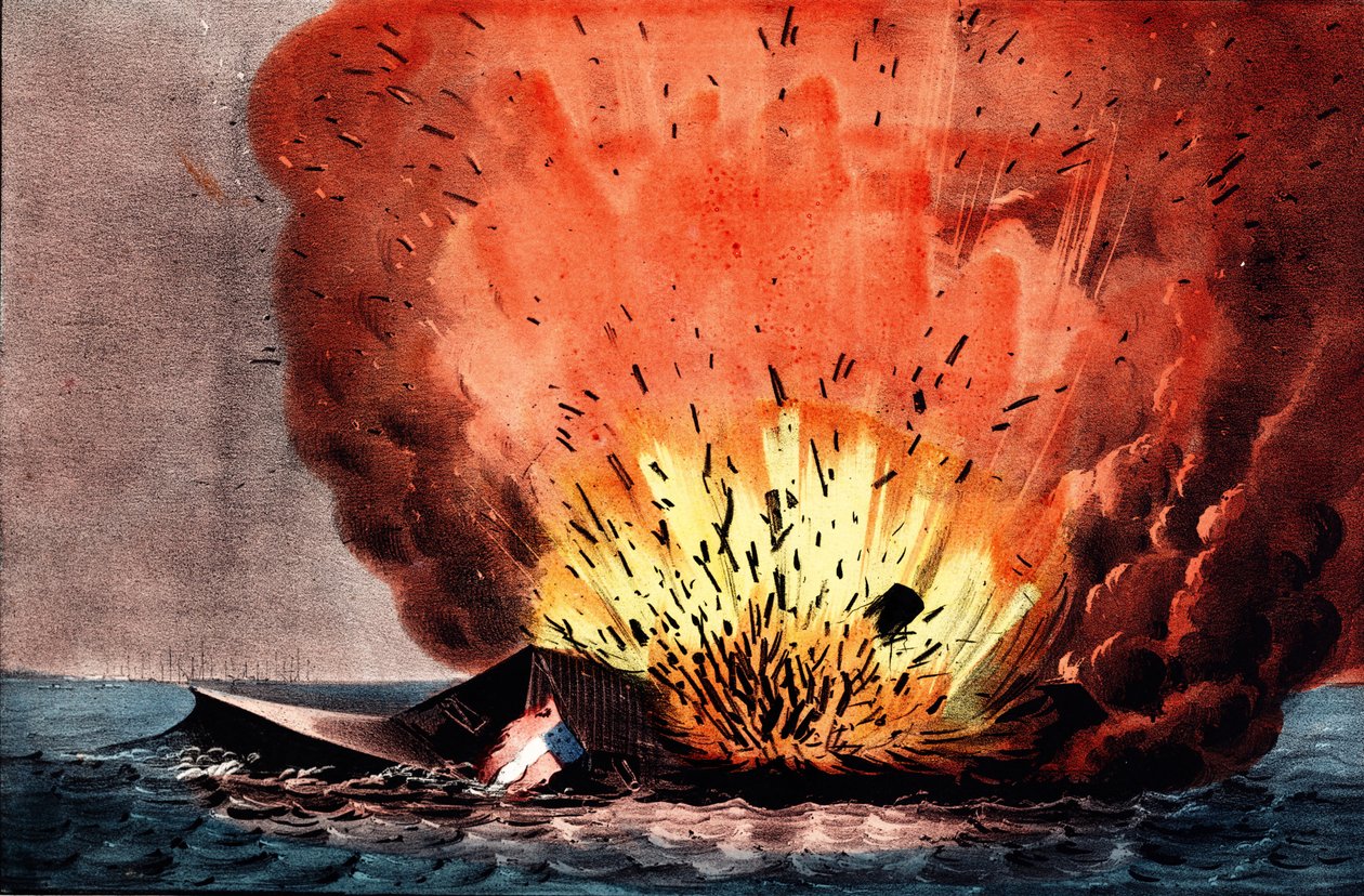 Amerikanischer Bürgerkrieg (1861-1865): Schlacht von Hampton Roads 8.-9. März von N. and Ives J.M. (1824 95) Currier