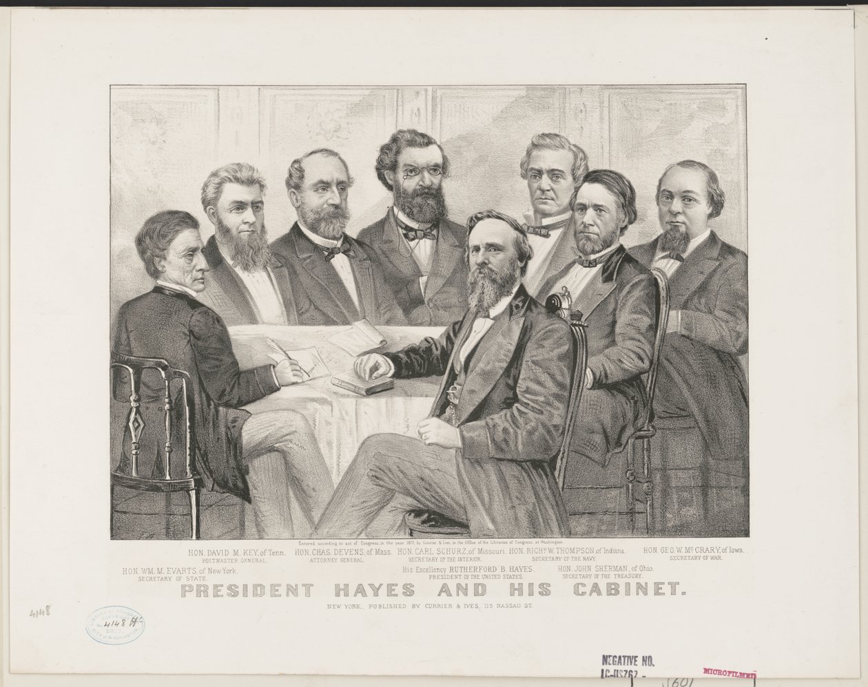 Präsident Hayes und sein Kabinett, ca. 1877 von Currier and Ives