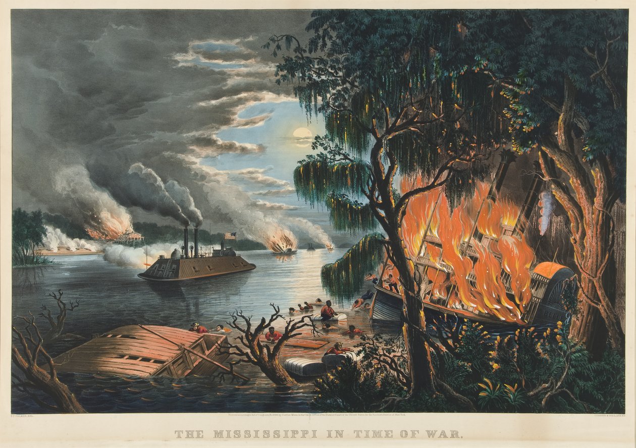 Der Mississippi im Krieg von Currier and Ives