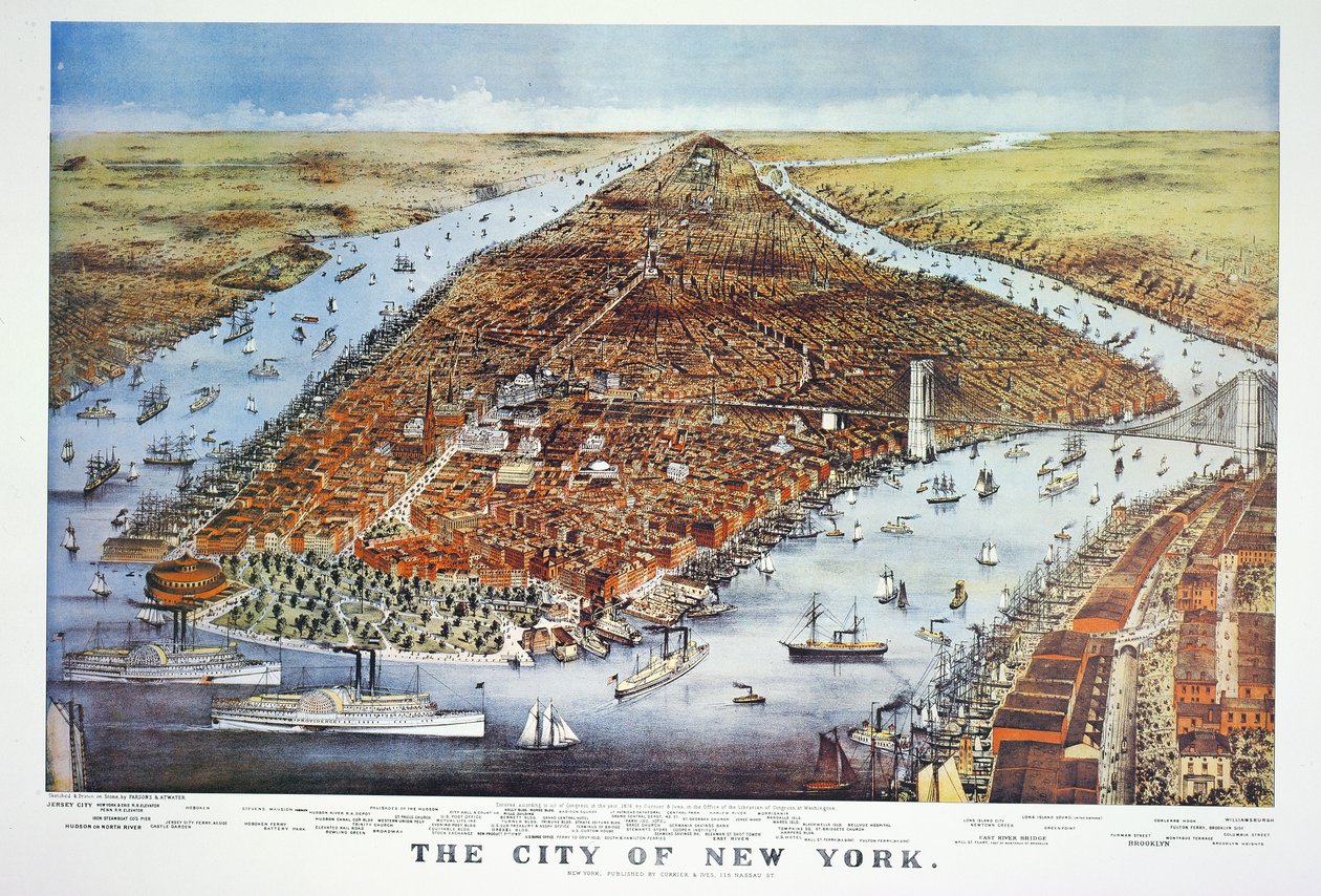 Stadt New York, 1876 von N. and Ives, J.M. Currier