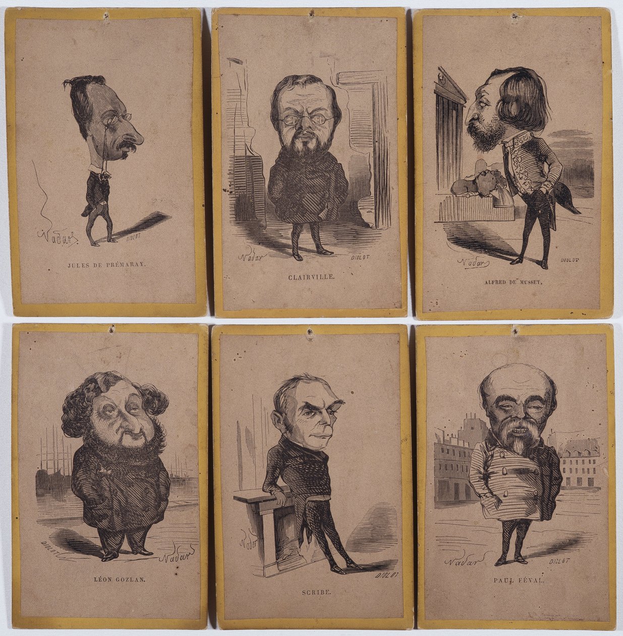 6 Karikaturporträts: Jules de Premaray (Jules Martial Regnault von Nadar