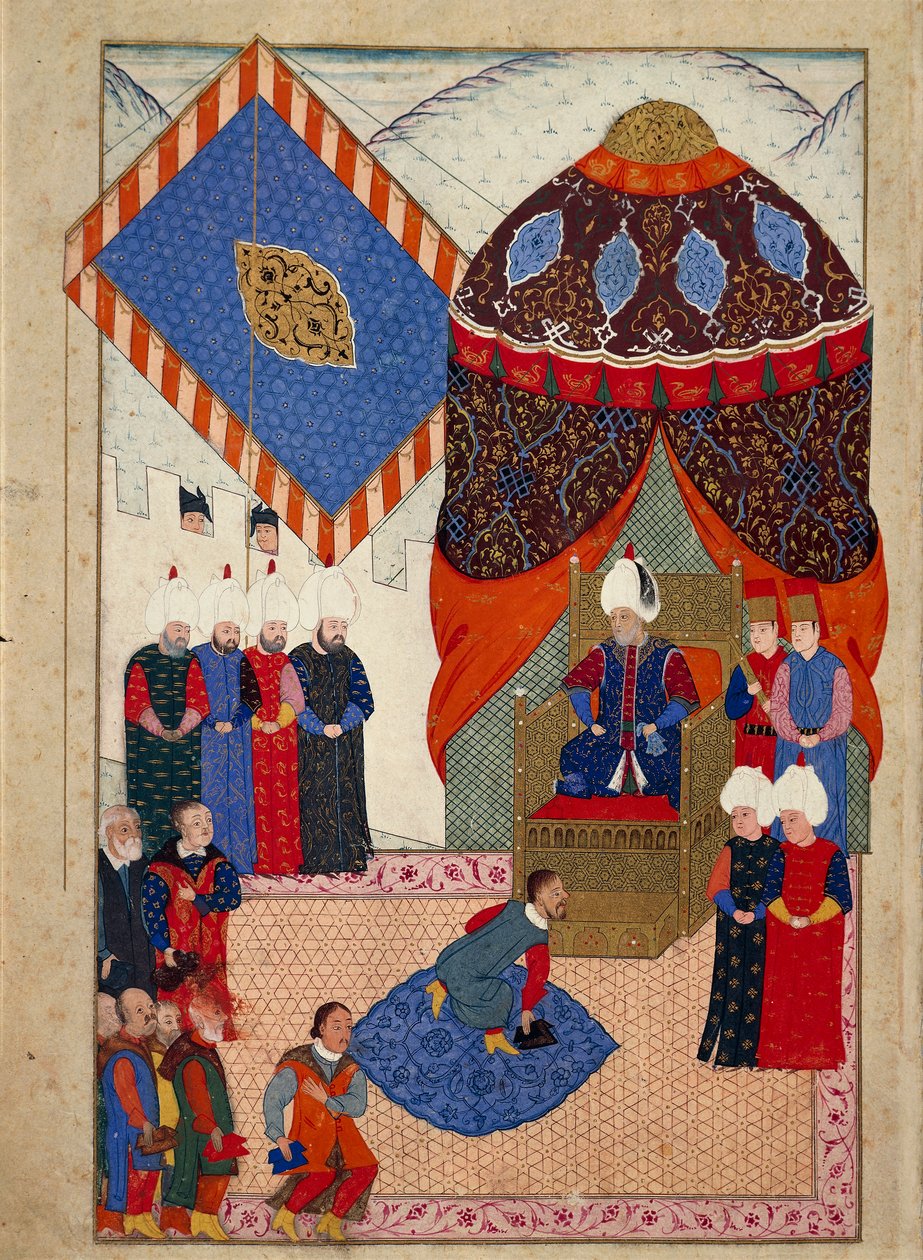 Die Empfangnahme des ungarischen Kronprinzen Zsigismond Janos durch Suleyman I am 29. Juni von Nakkaş Osman