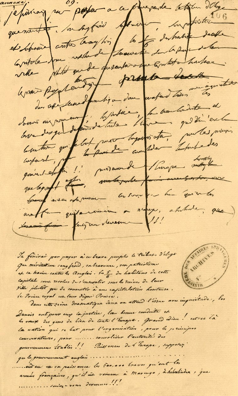Rohentwurf eines Textes für die Aufnahme in Le Moniteur Universel, 16. April 1801, 1921 von Napoleon Bonaparte I