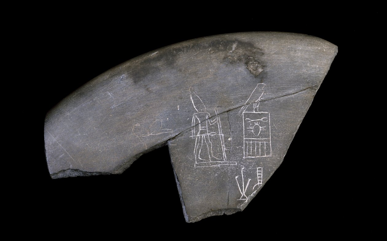 Fragment einer beschrifteten Steinschale, ca. 3285 v. Chr. von Naqada I Period Egyptian