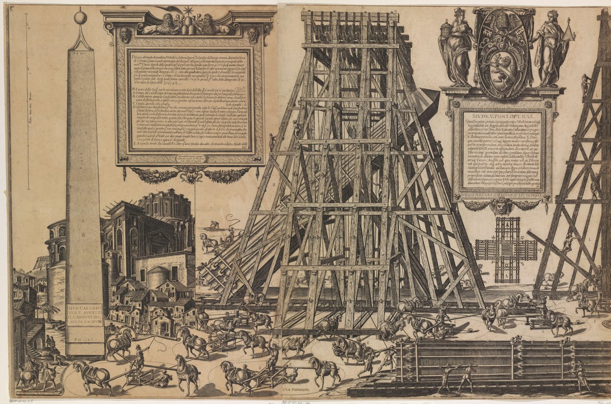 Die Errichtung des Obelisken auf dem Petersplatz von Natale Bonifazio da Sebenico