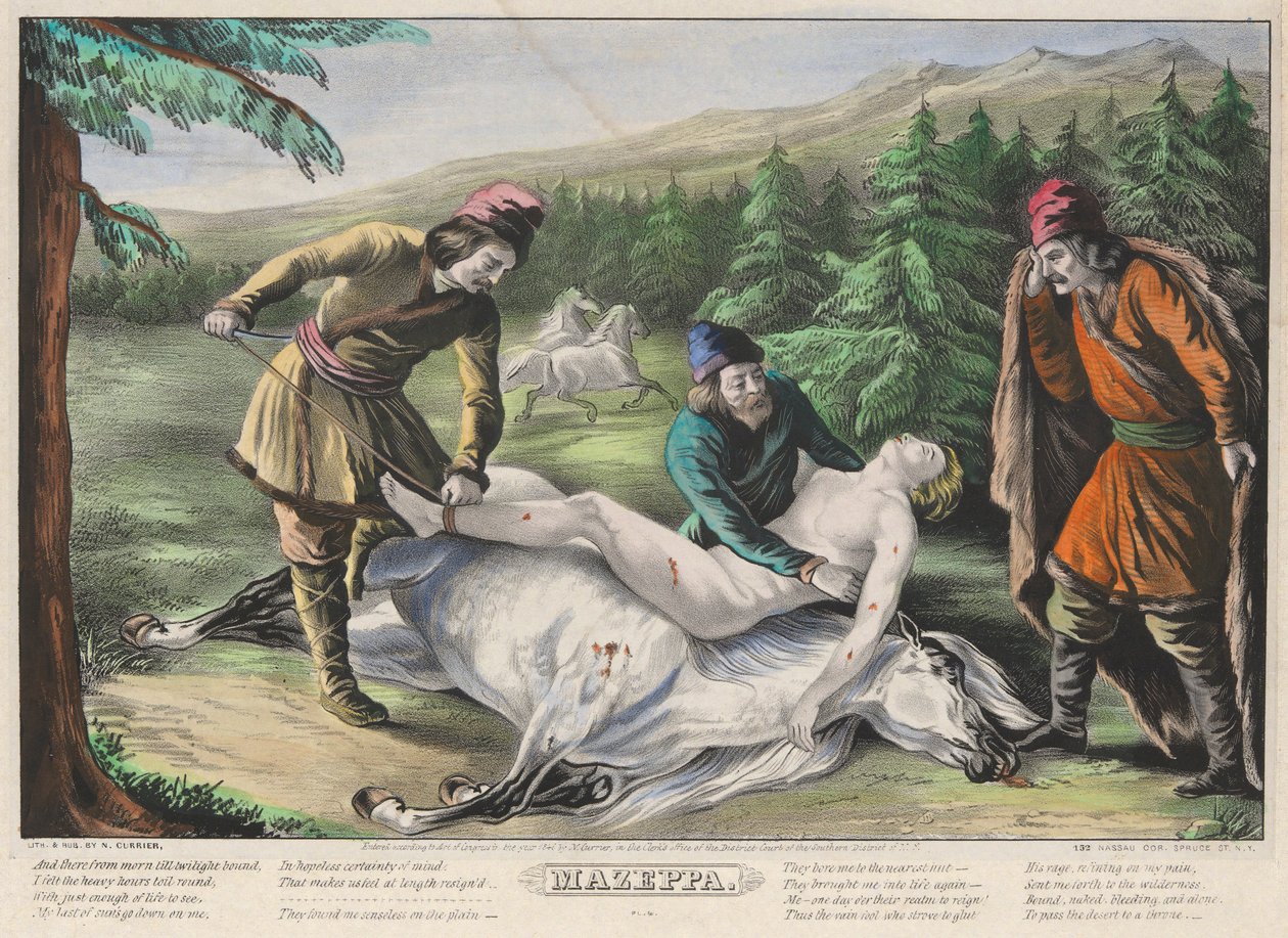 Mazeppa: Platte 4 aus dem Satz von vier (4) Platten (Gerettet) von Nathaniel Currier