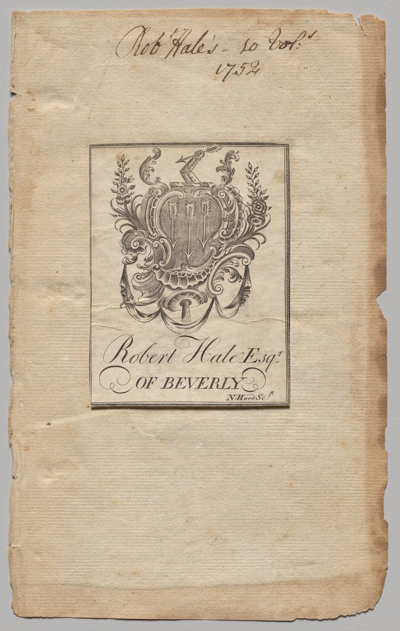 Exlibris: Wappen mit Robert Hale, Esq. von Nathaniel Hurd