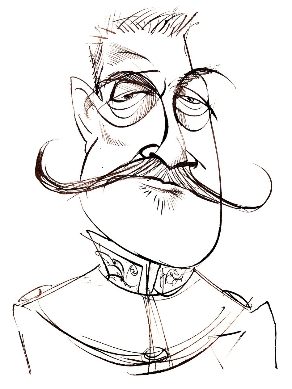 Ferdinand Foch - Französischer Marschall (1851-1929); Karikatur von Neale Osborne